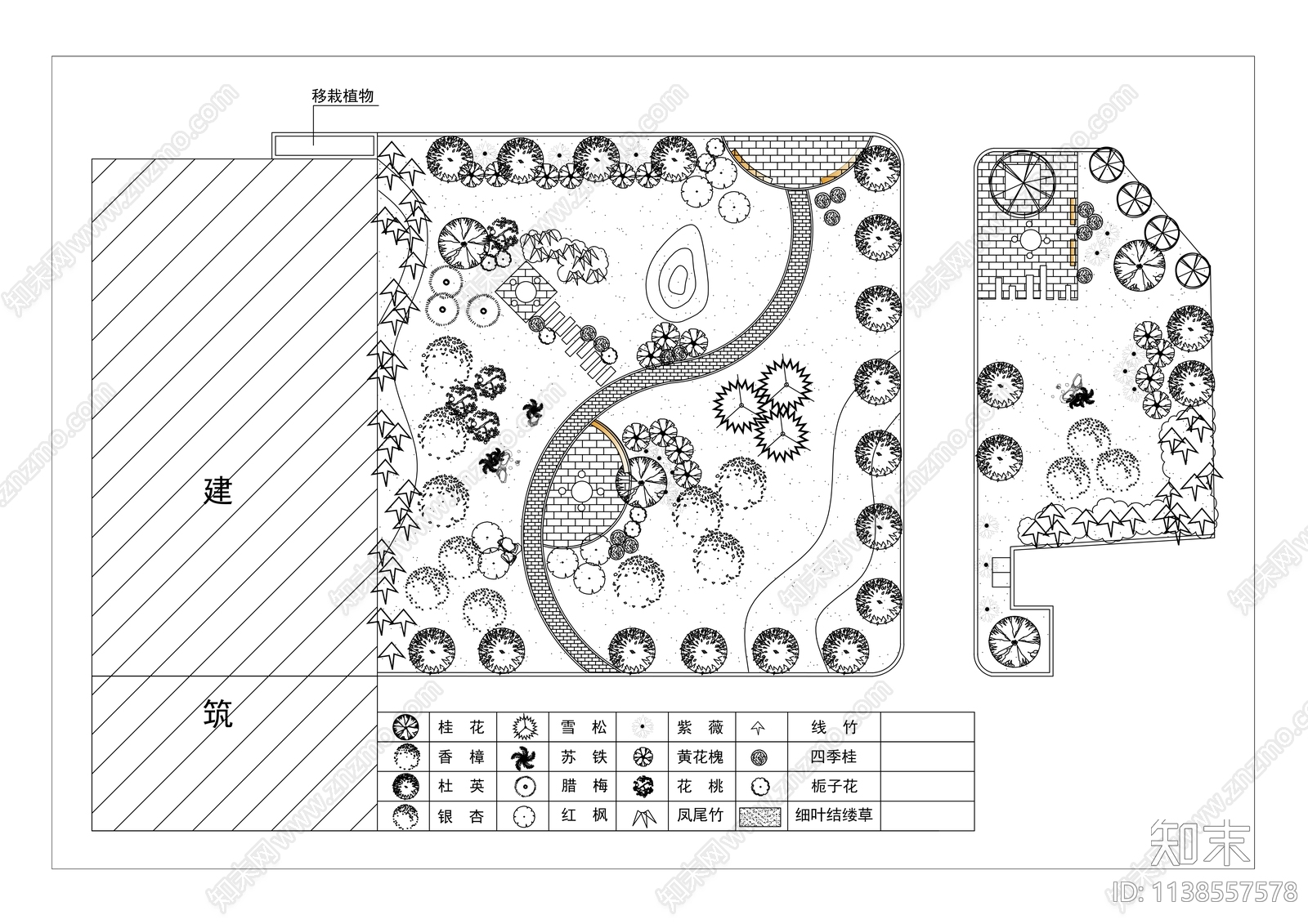 小游园绿化景观平面图施工图下载【ID:1138557578】