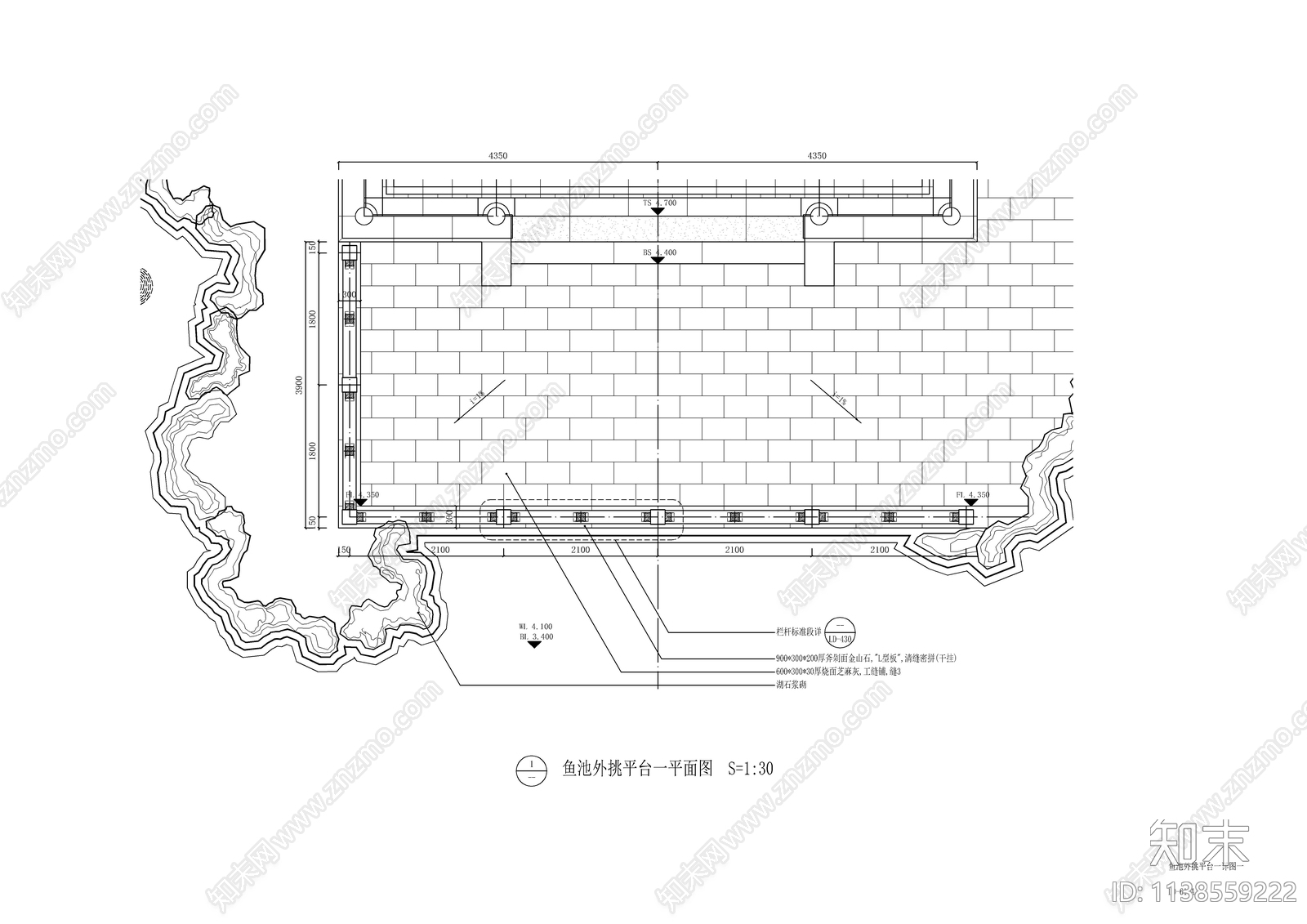 别墅庭院亲水平台施工图下载【ID:1138559222】