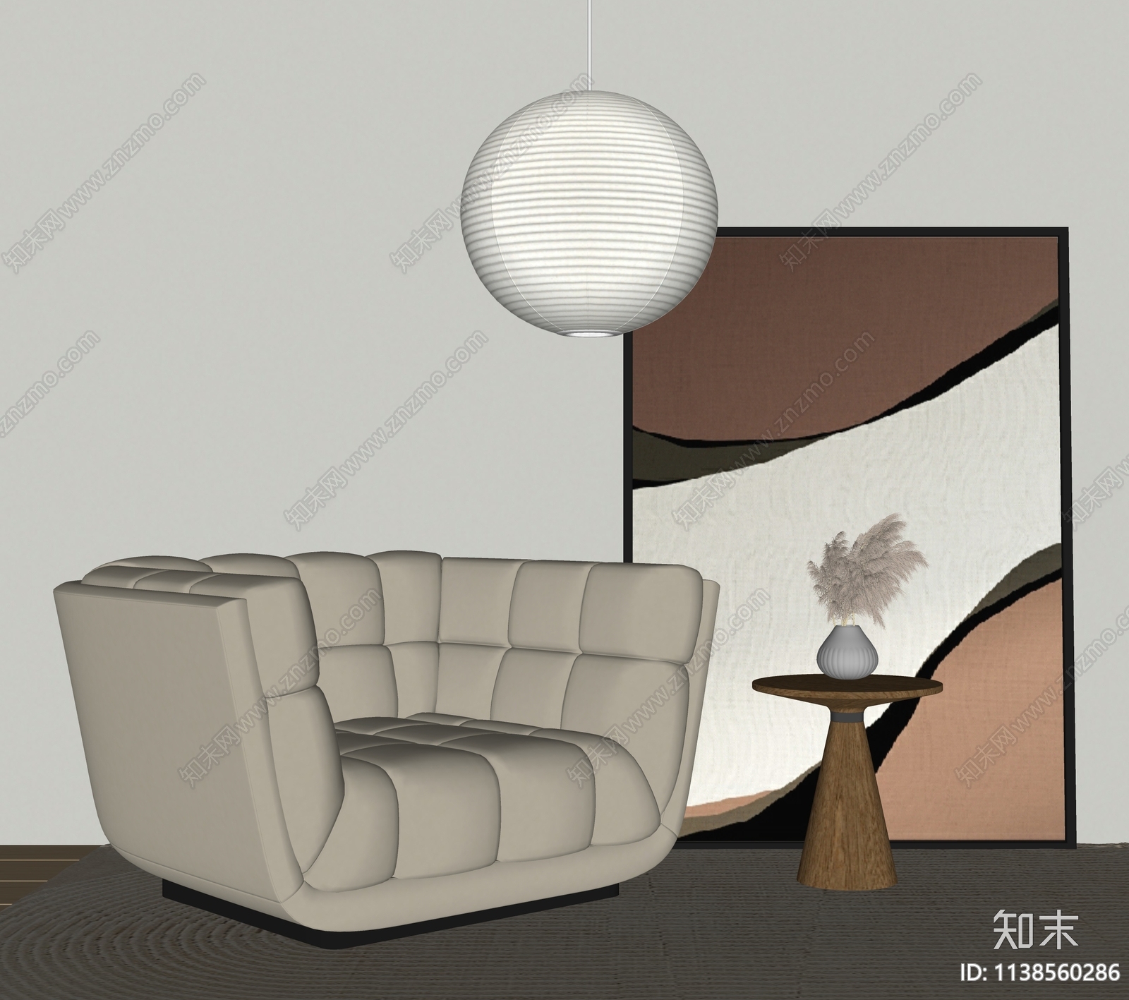 现代单人沙发SU模型下载【ID:1138560286】_知末su模型网