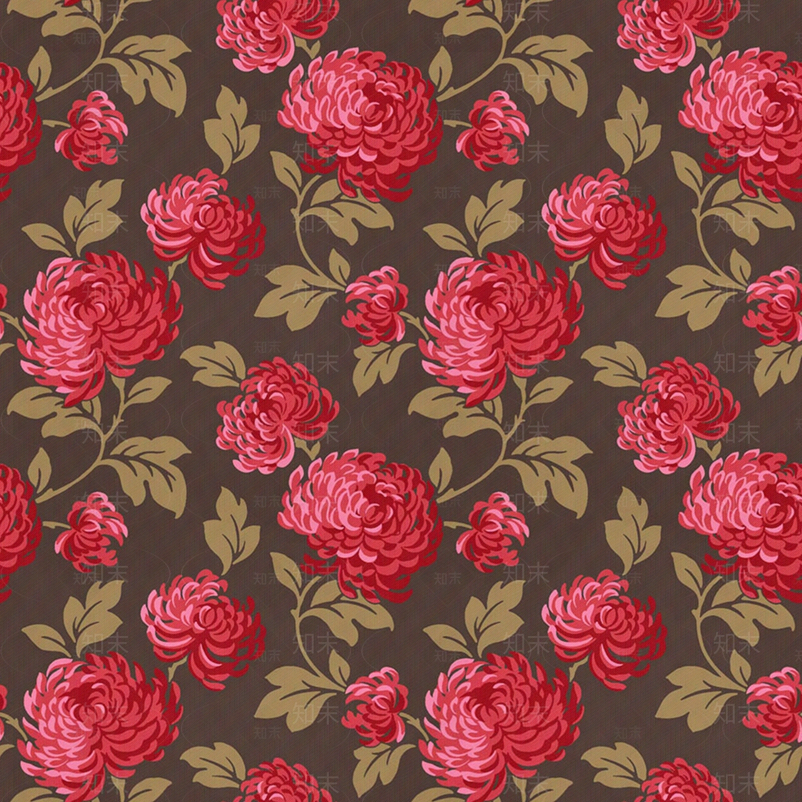 无缝红色欧式田园风格花纹图案壁纸贴图下载【ID:1138562892】