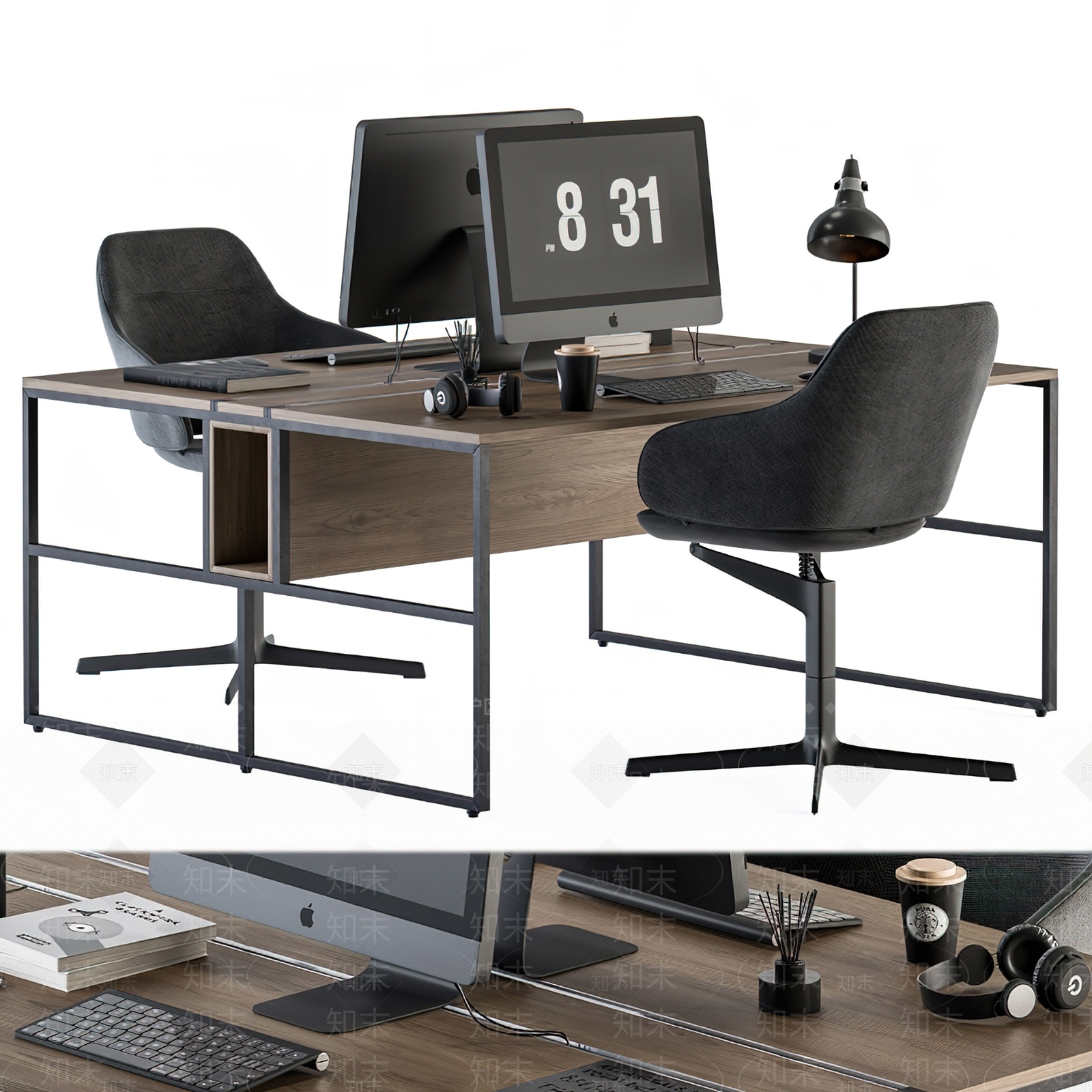 现代办公桌椅3D模型下载【ID:1138568587】
