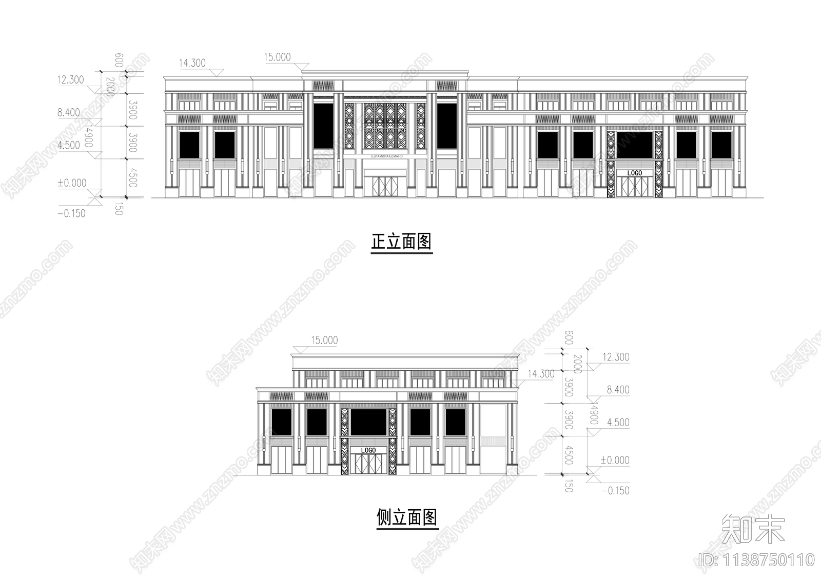 现代住宅区商业街建筑效果图cad施工图下载【ID:1138750110】