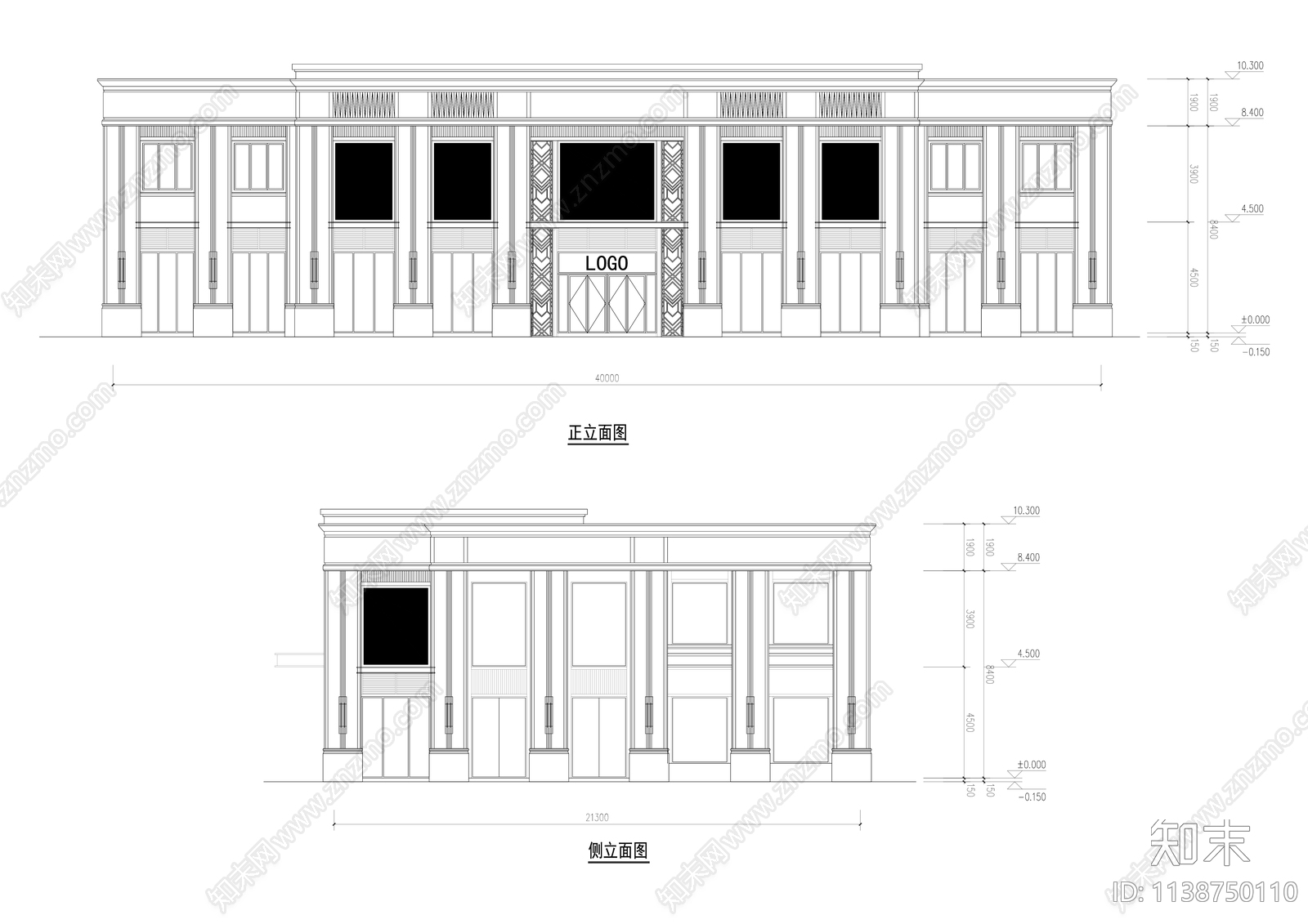 现代住宅区商业街建筑效果图cad施工图下载【ID:1138750110】