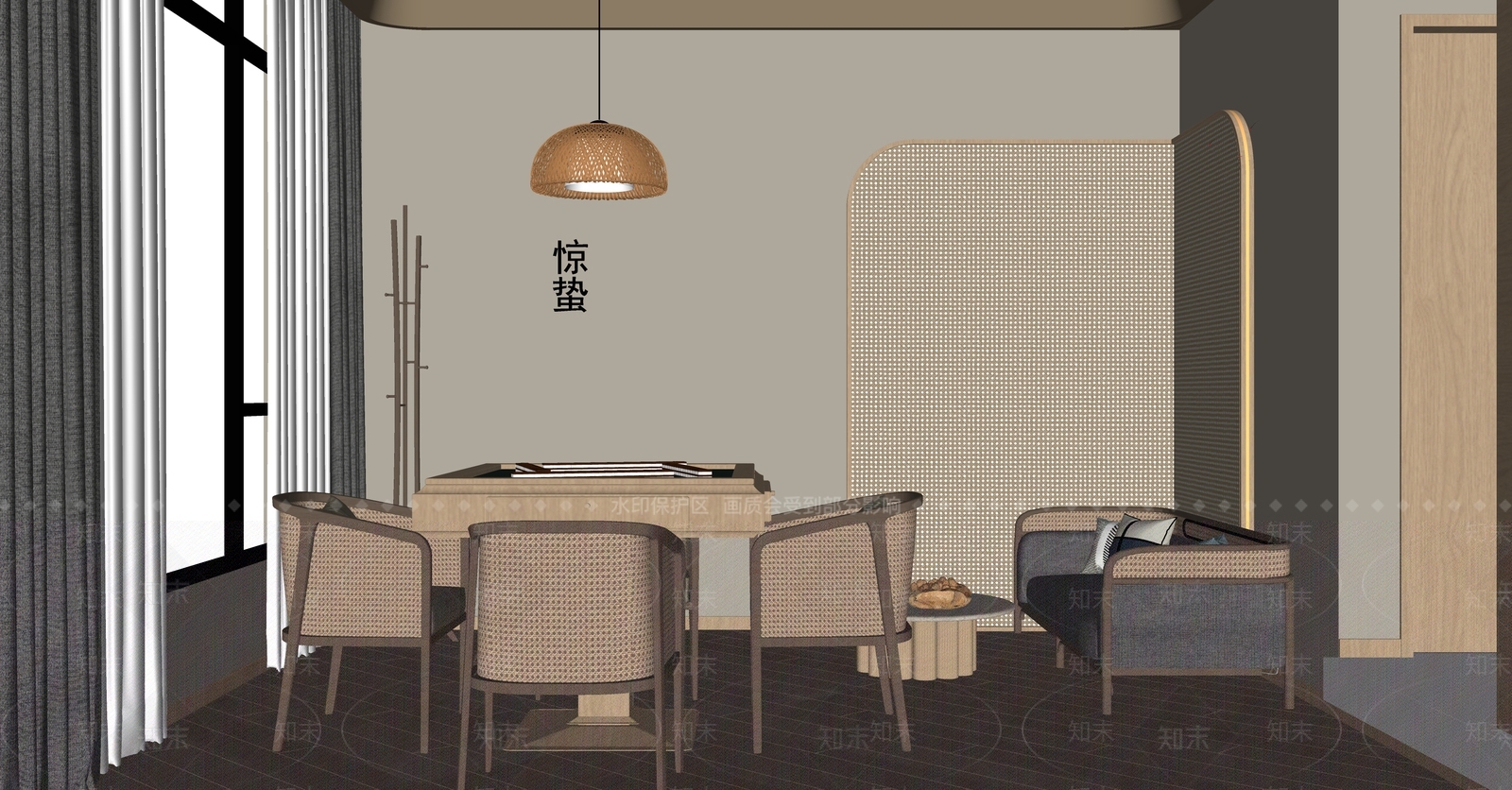侘寂风棋牌室SU模型下载【ID:1138573719】