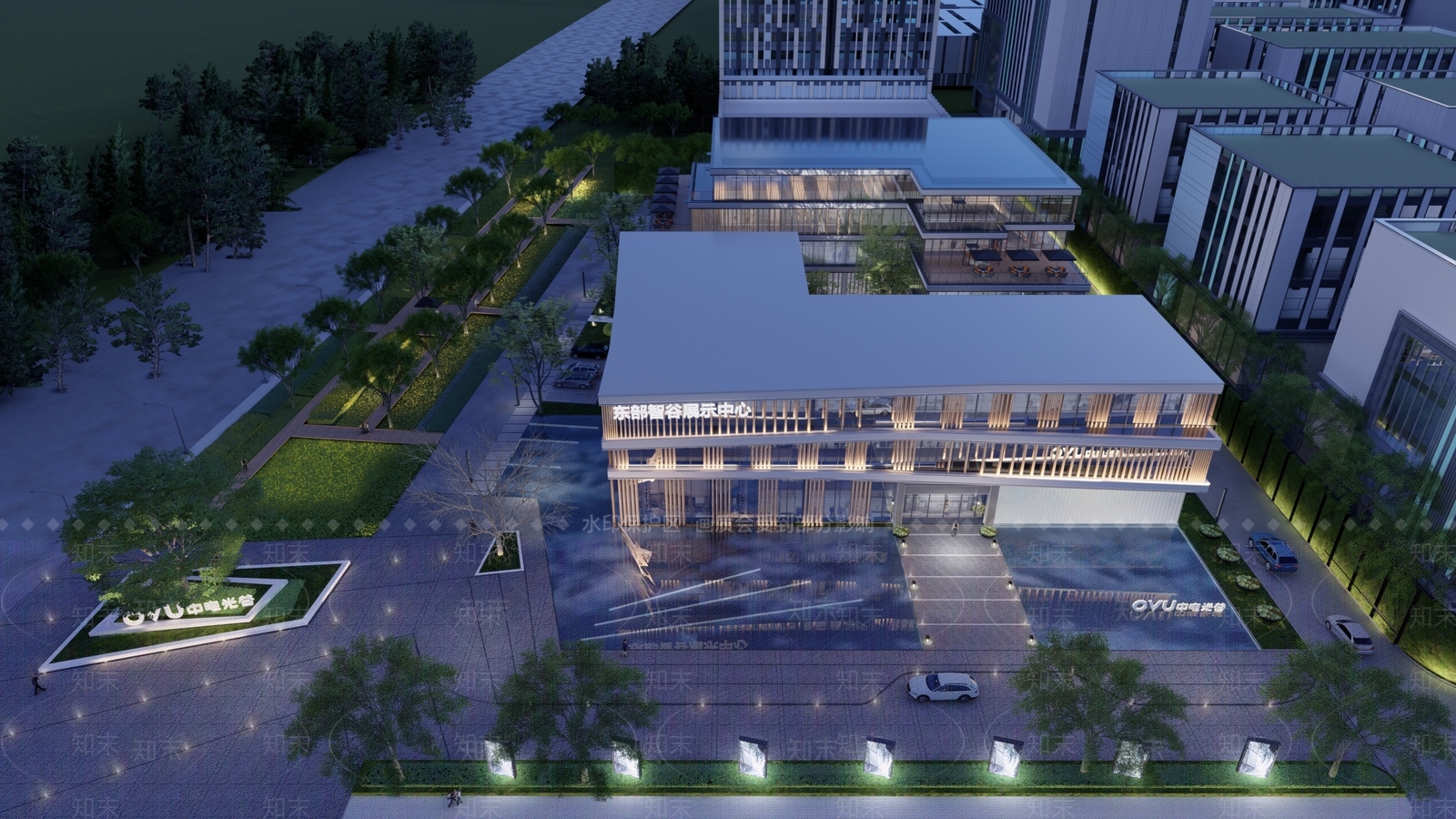 现代展览馆建筑SU模型下载【ID:1138576232】