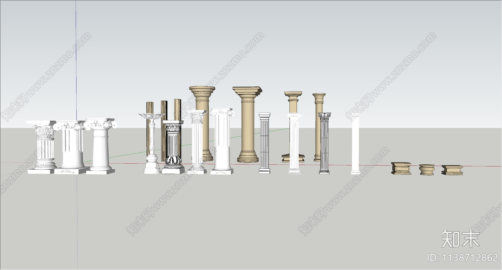 欧式建筑罗马柱造型柱子SU模型下载【ID:1138712862】