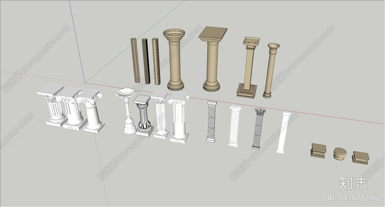 欧式建筑罗马柱造型柱子SU模型下载【ID:1138712862】