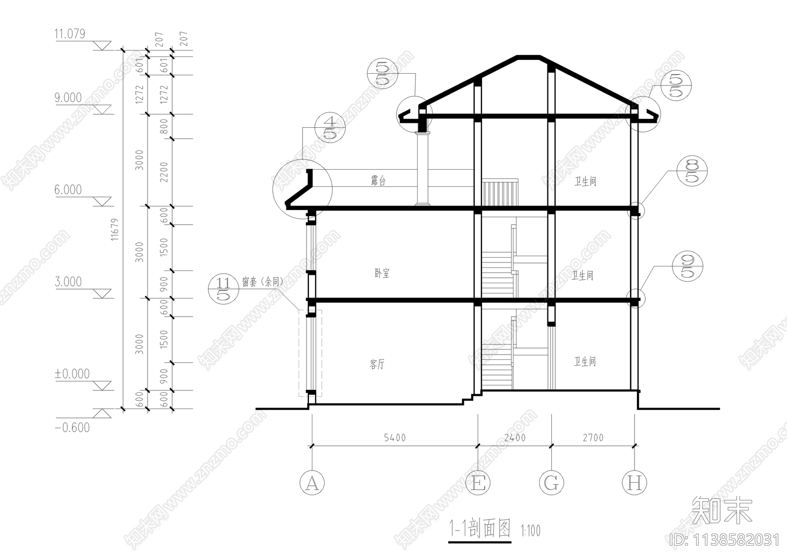 三层农村别墅自建房建筑施工图下载【ID:1138582031】