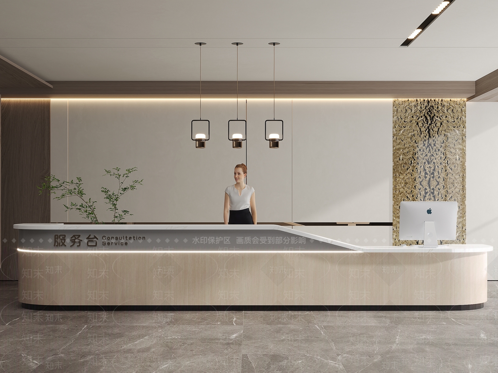 现代服务台SU模型下载【ID:1138582460】