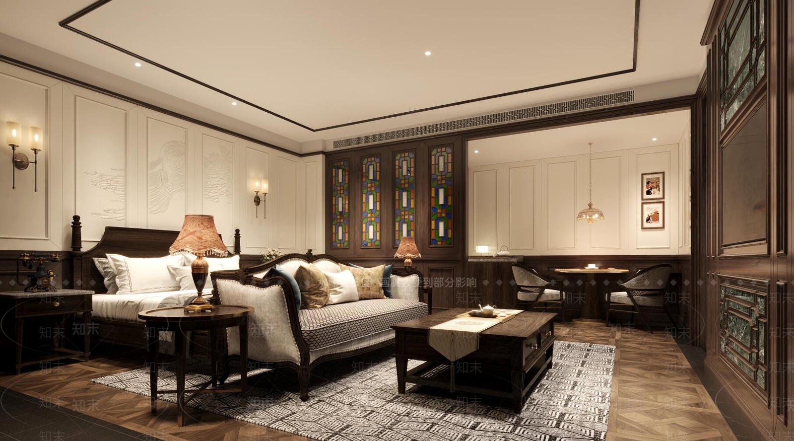 美式酒店客房3D模型下载【ID:1138592986】