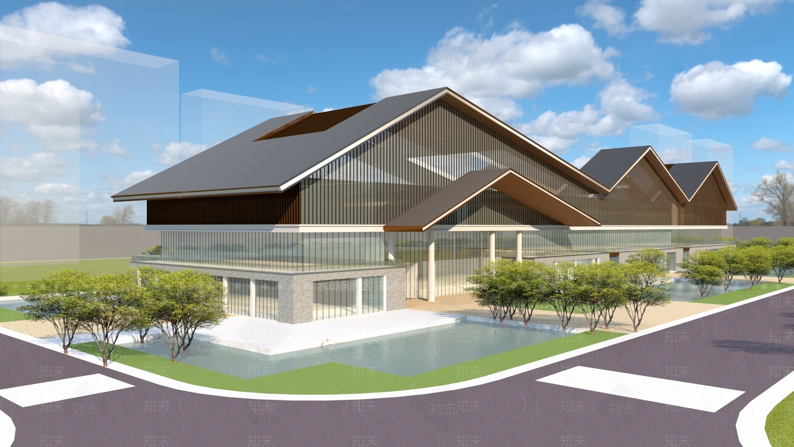 现代展览馆建筑SU模型下载【ID:1138594104】_知末su模型网