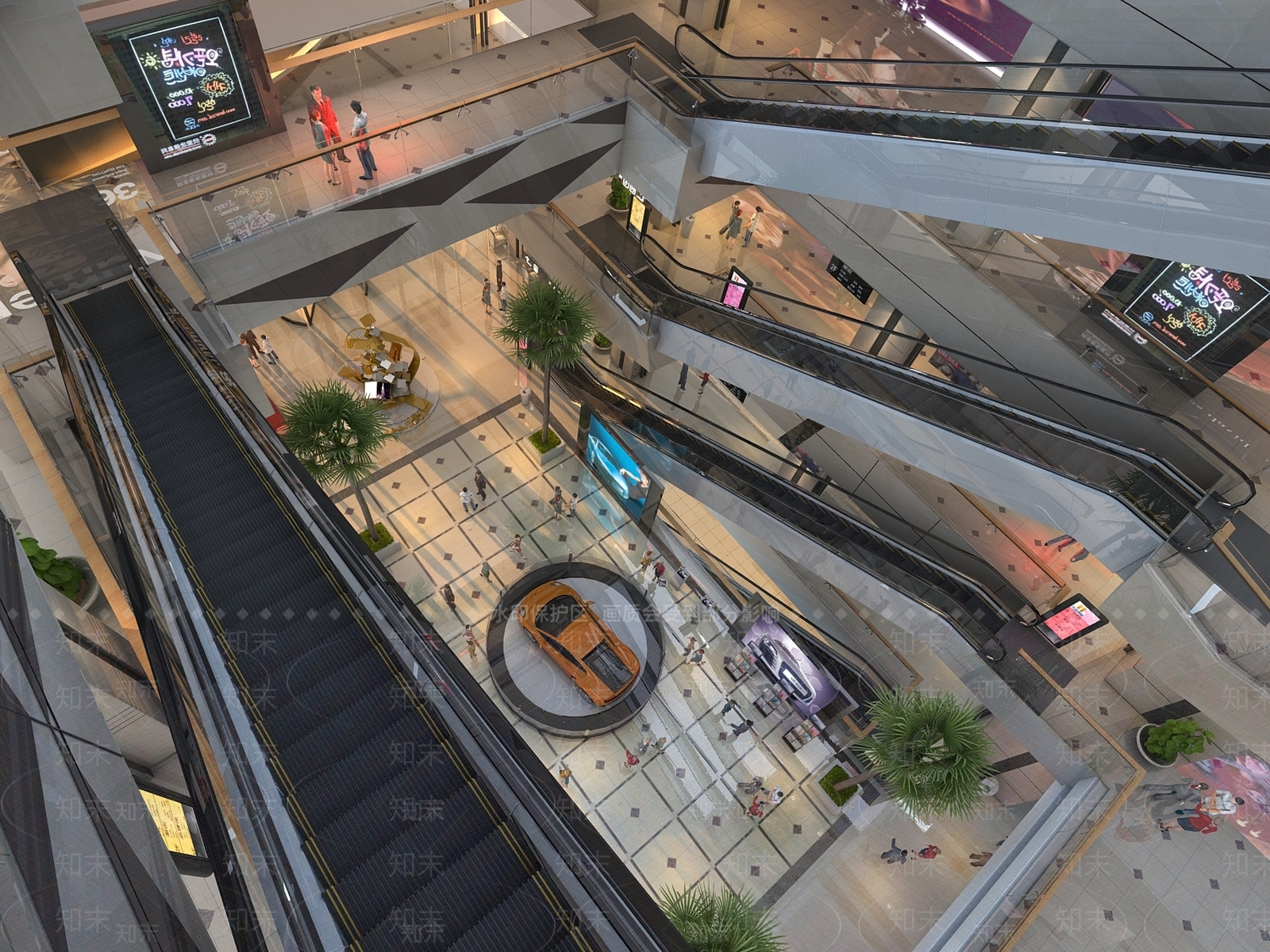 现代商业中庭3D模型下载【ID:1138608606】