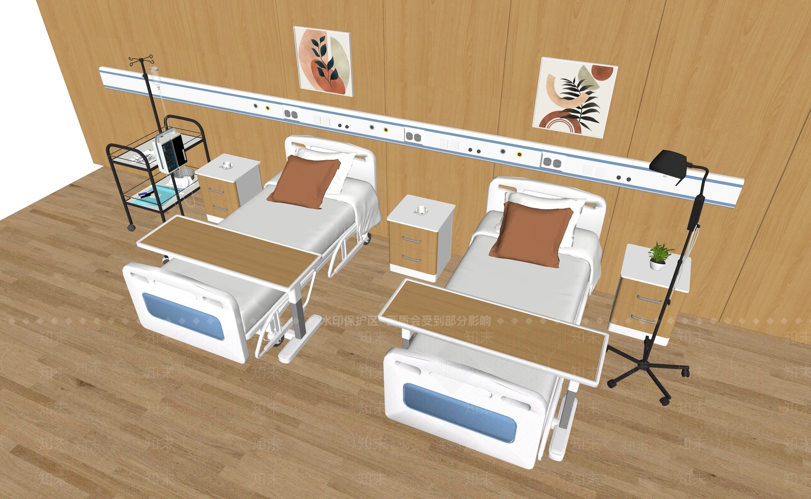 现代医疗护理床SU模型下载【ID:1138599623】