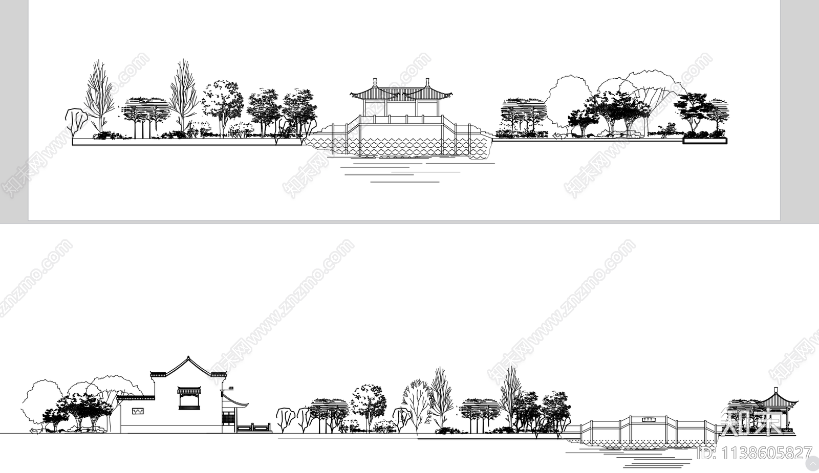 生态水岸立面图cad施工图下载【ID:1138605827】