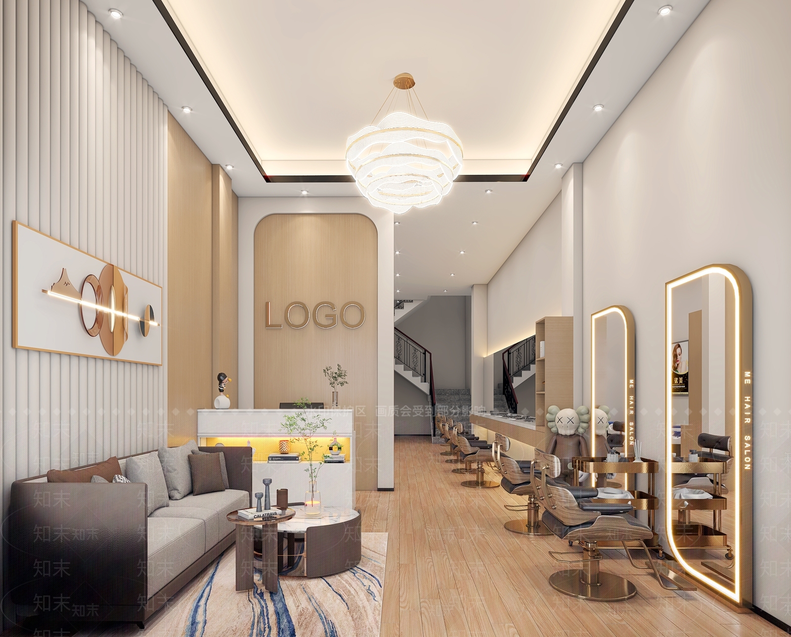 现代美发店3D模型下载【ID:1138612727】