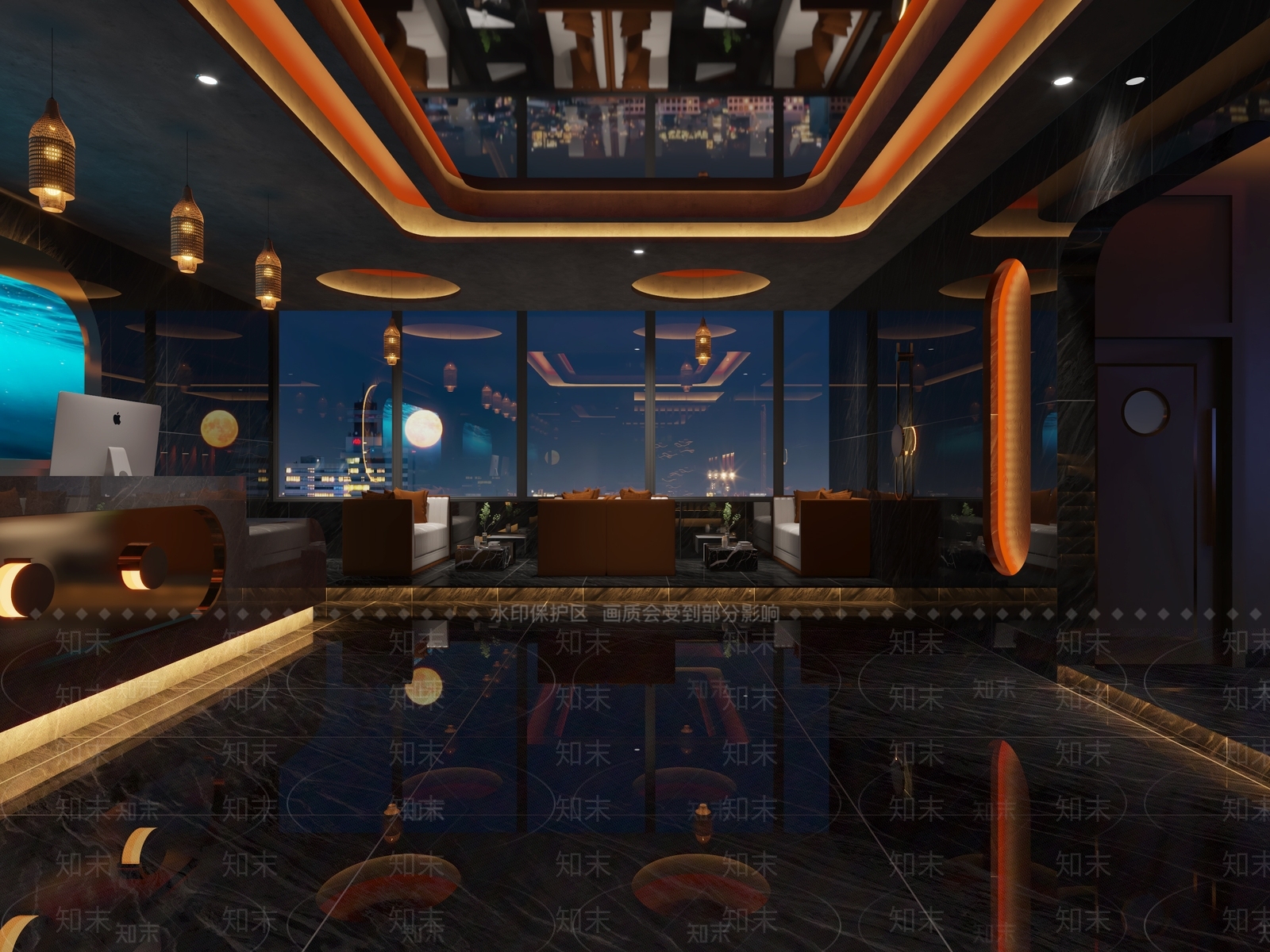 新中式洗浴中心大厅3D模型下载【ID:1138608619】_知末3d模型网
