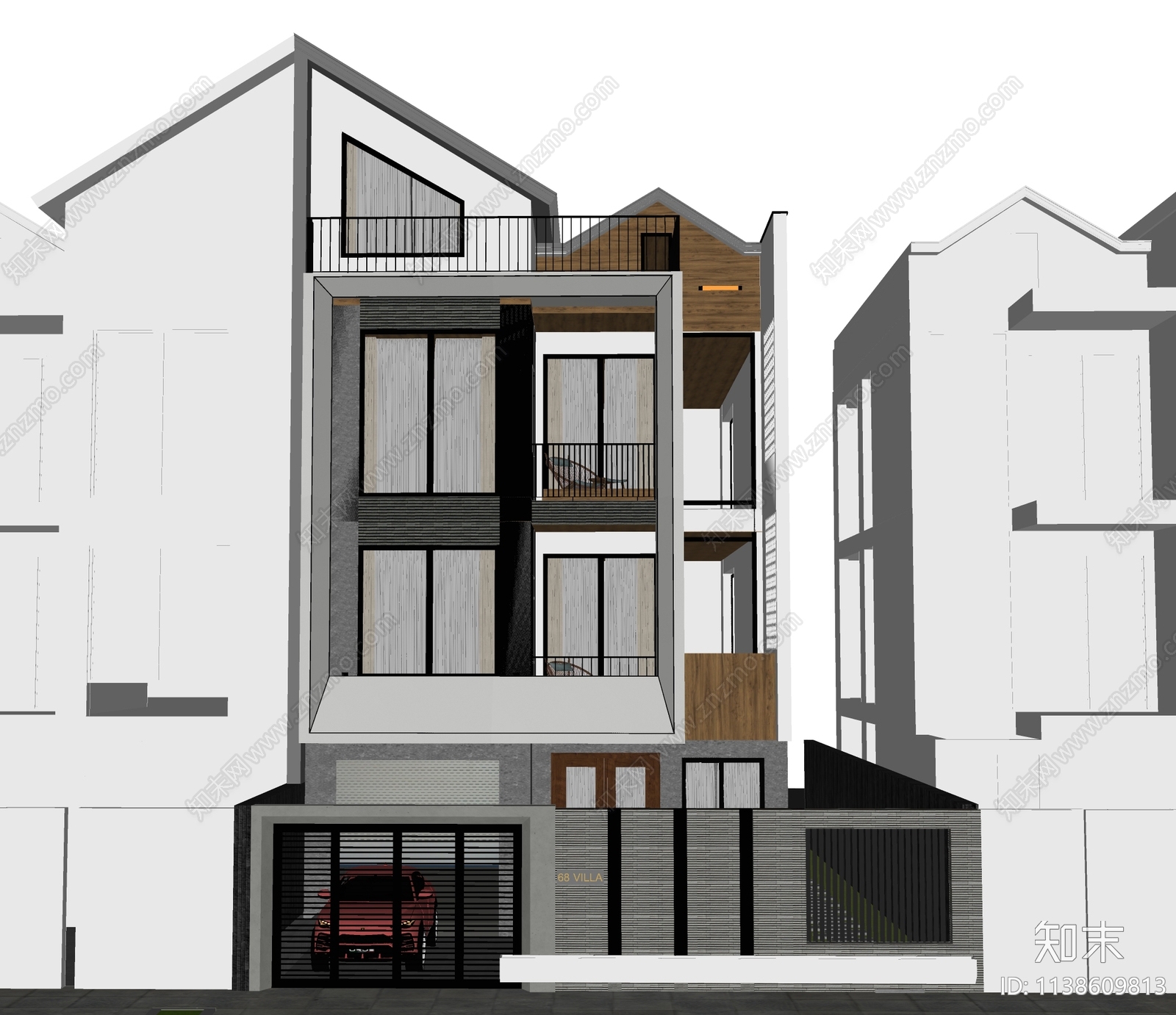 现代别墅SU模型下载【ID:1138609813】