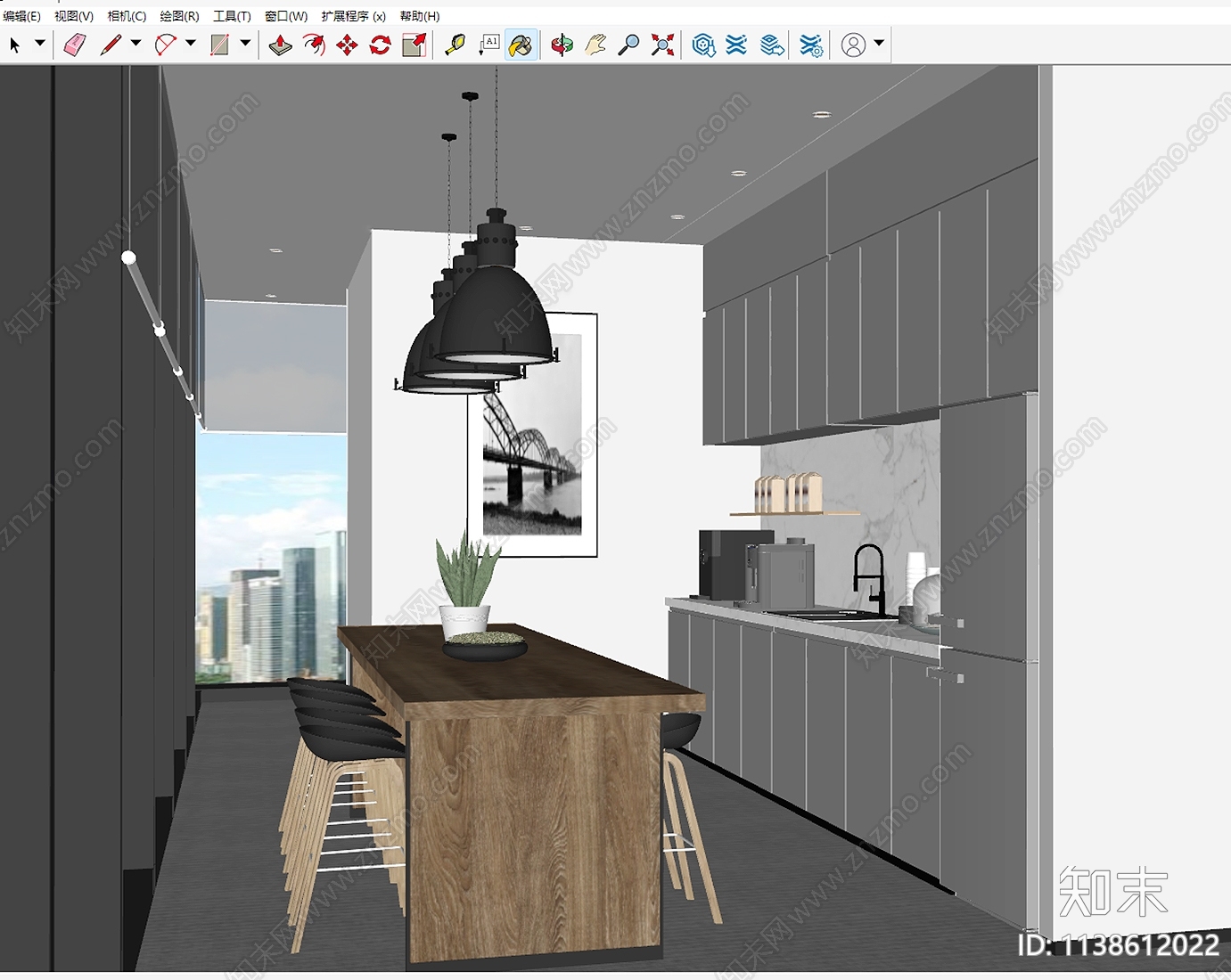 现代办公室茶水间SU模型下载【ID:1138612022】