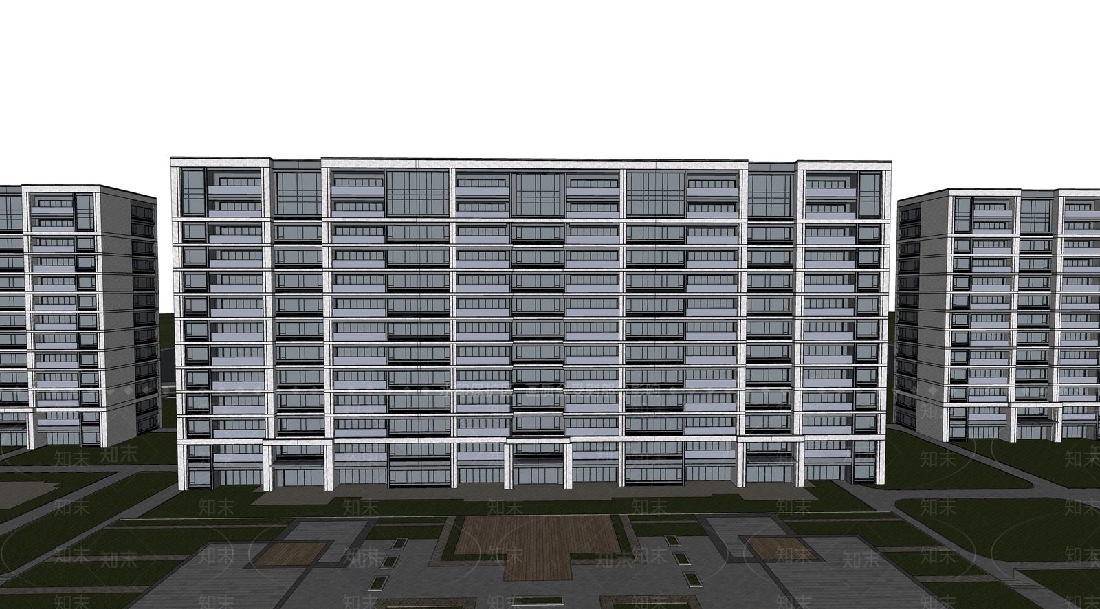 现代高层住宅SU模型下载【ID:1138614954】