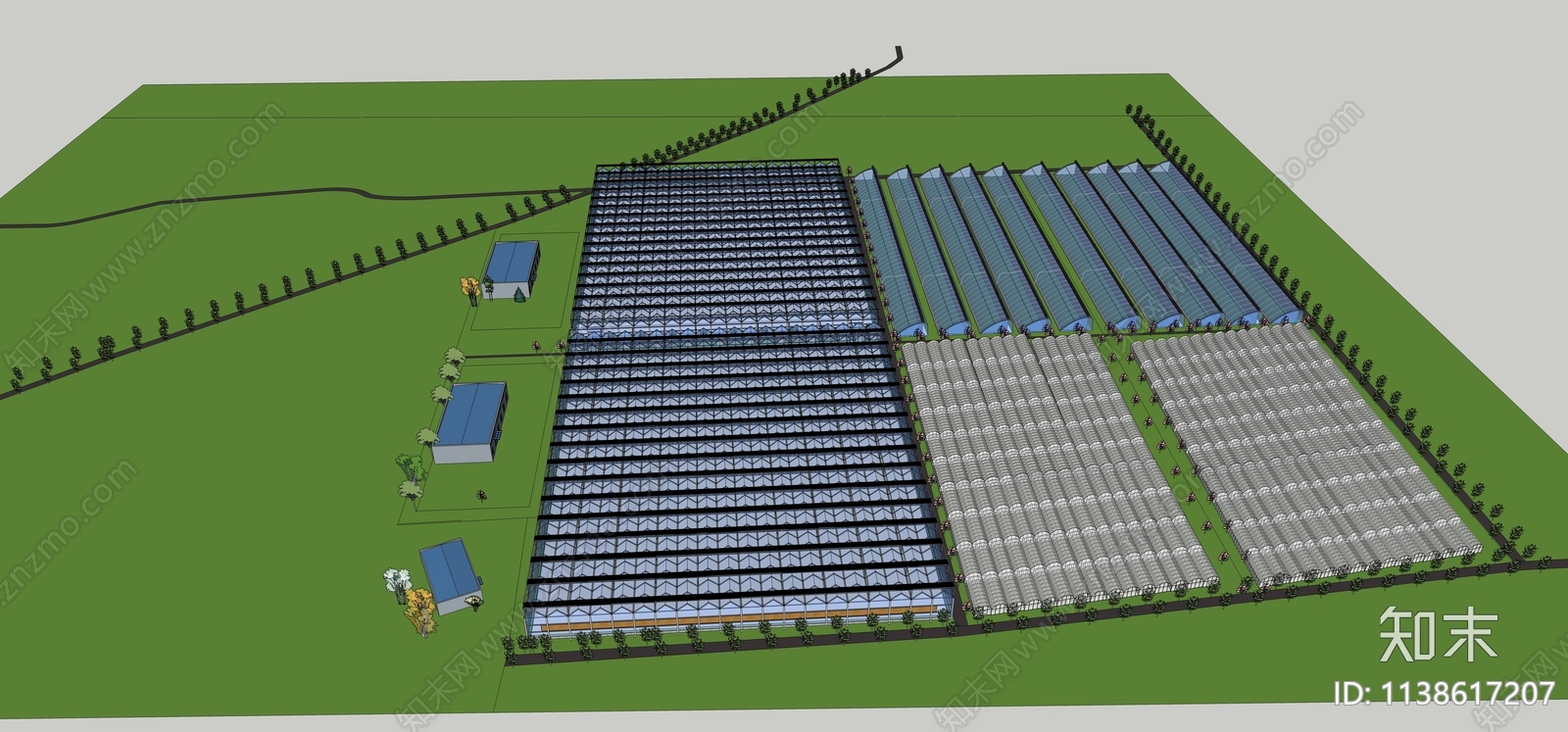 现代大棚SU模型下载【ID:1138617207】