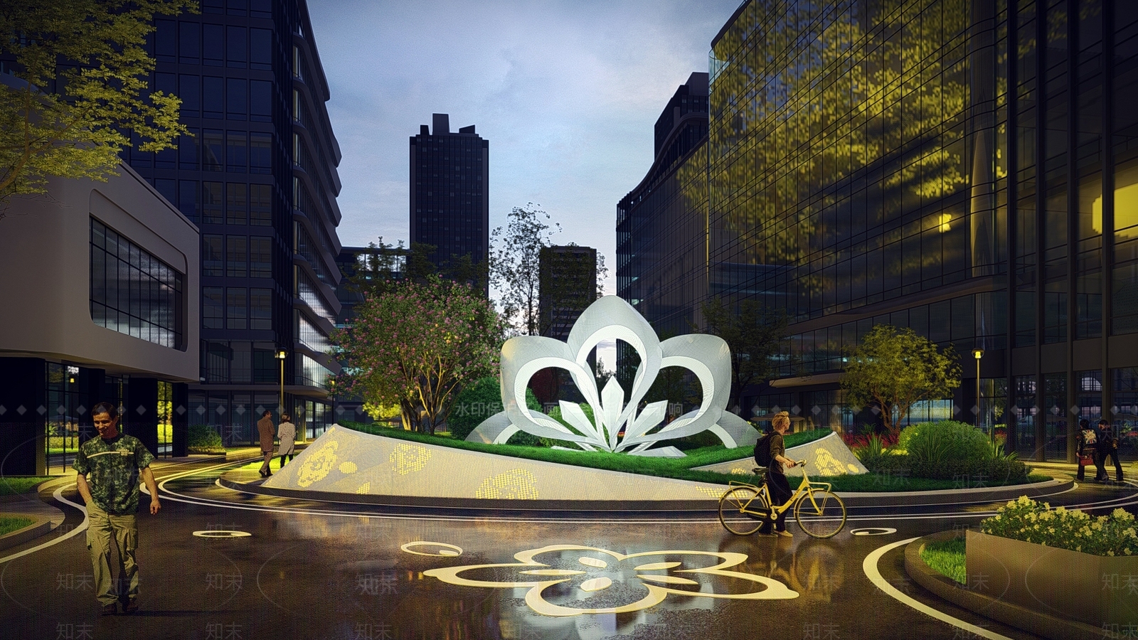 现代办公区景观SU模型下载【ID:1138617810】