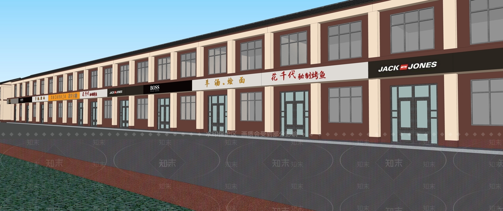 现代商业街SU模型下载【ID:1138619035】