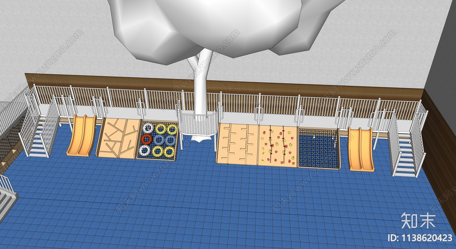 幼儿园户外大型玩具SU模型下载【ID:1138620423】