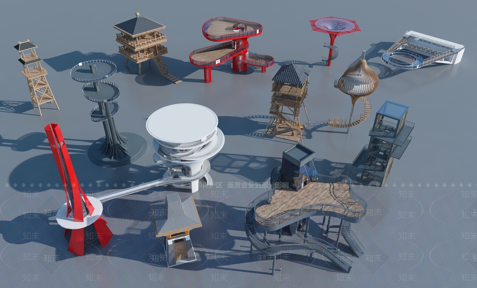 现代瞭望塔3D模型下载【ID:1138621836】