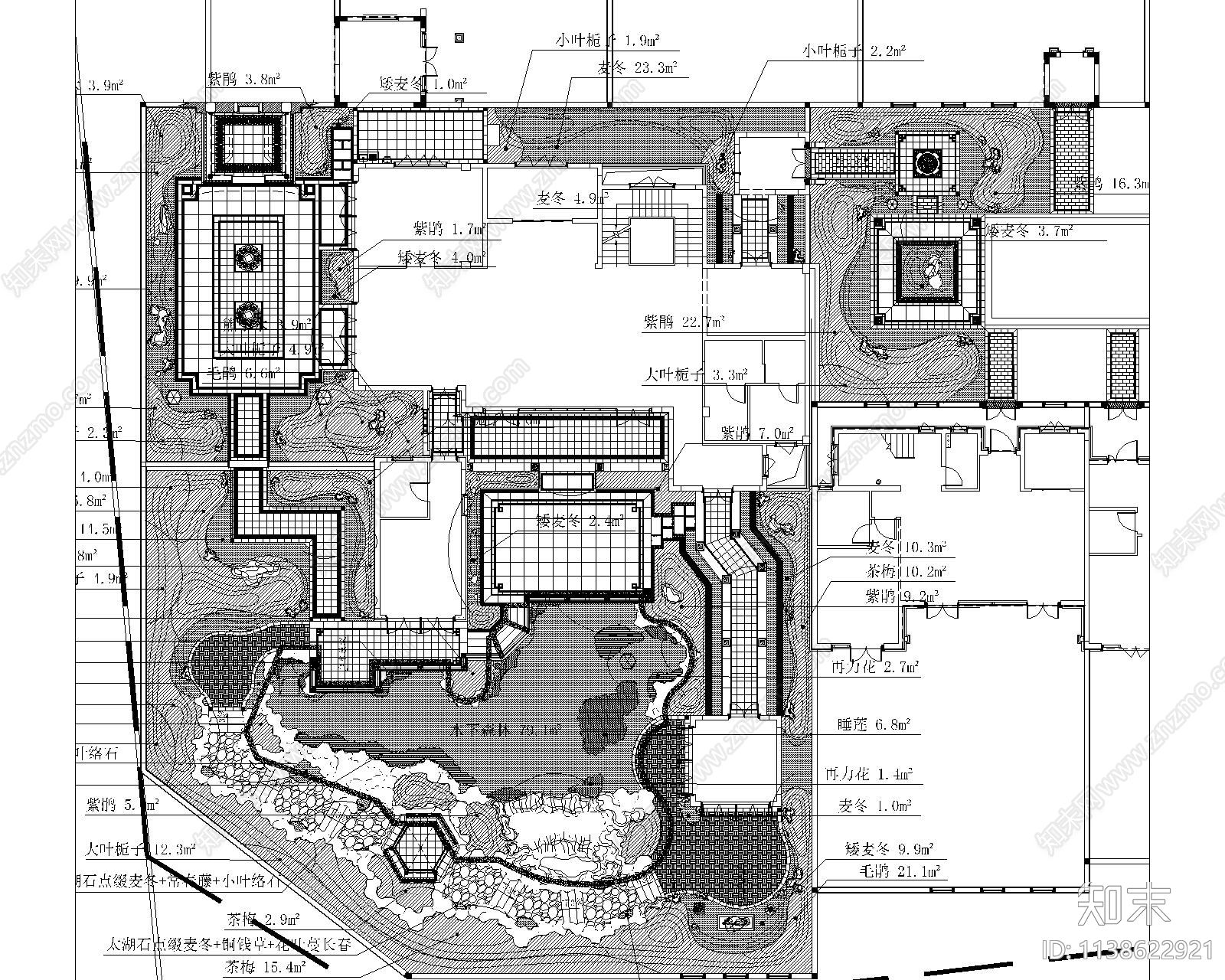 中式庭院景观平面图施工图下载【ID:1138622921】