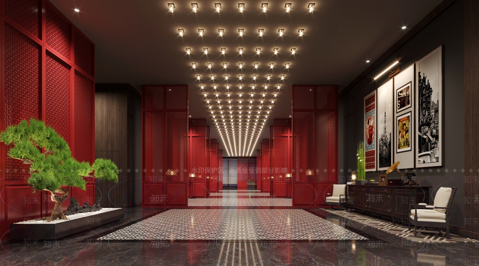 新中式酒店大堂3D模型下载【ID:1138623547】_知末3d模型网