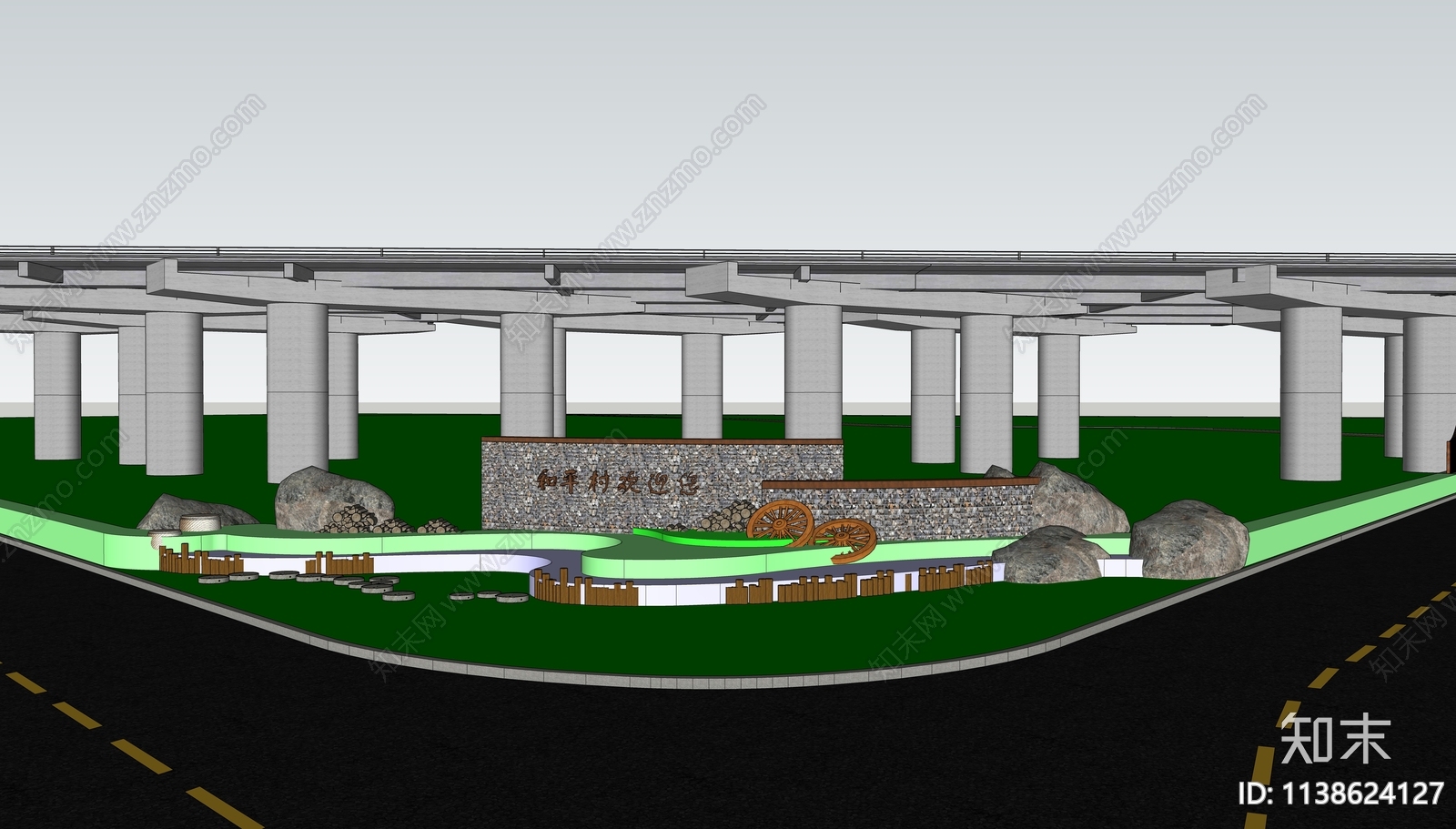 现代乡村指示牌SU模型下载【ID:1138624127】