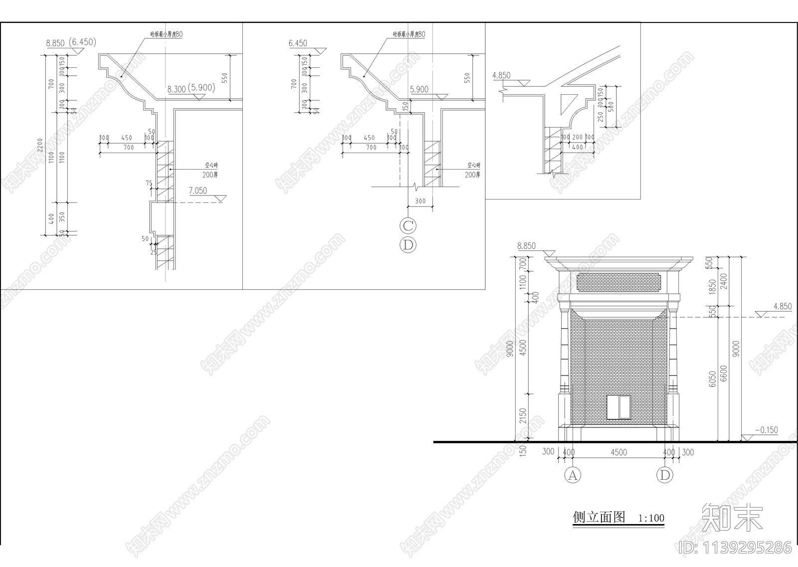 某小区大门cad施工图下载【ID:1139295286】
