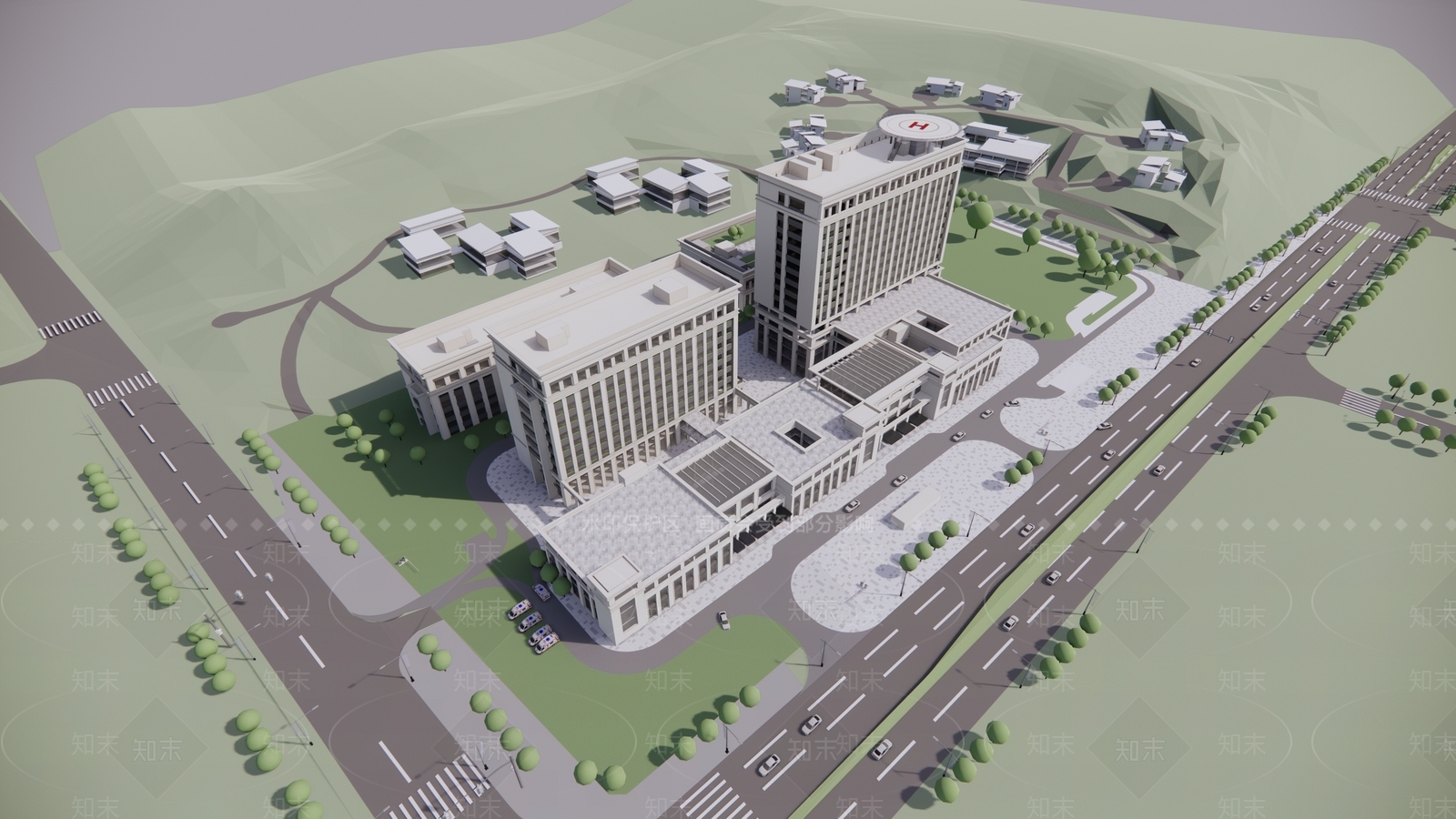 现代综合医院建筑SU模型下载【ID:1138626332】