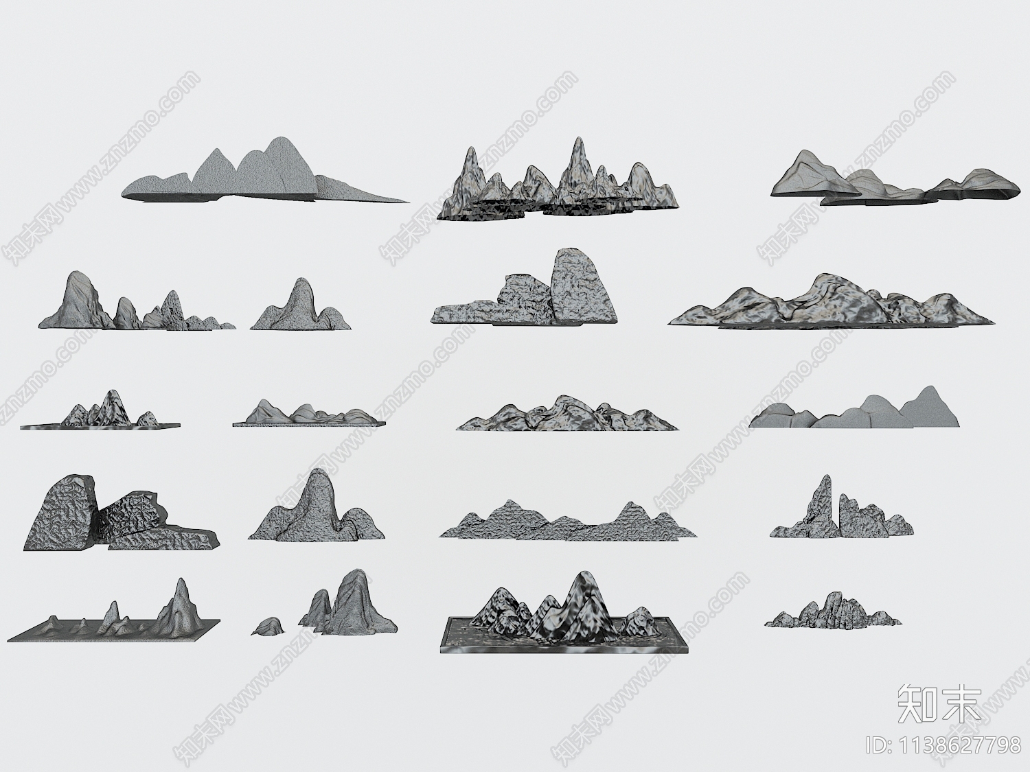 中式假山元素3D模型下载【ID:1138627798】