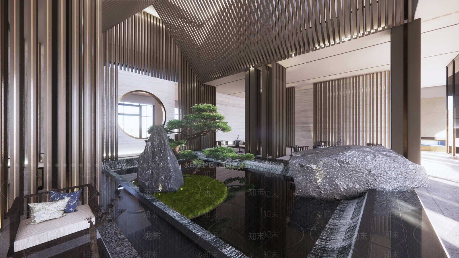 现代酒店大堂SU模型下载【ID:1138628724】