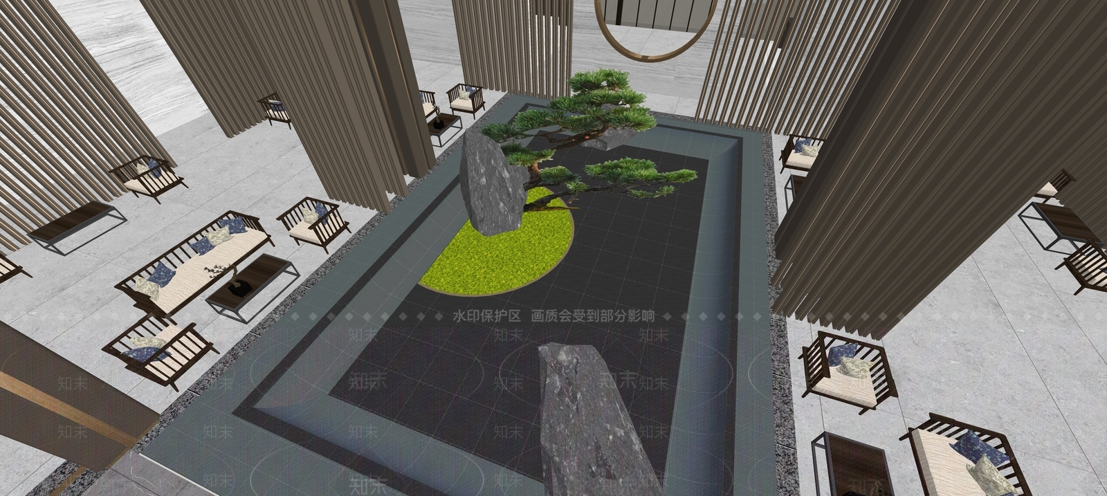 现代酒店大堂SU模型下载【ID:1138628724】