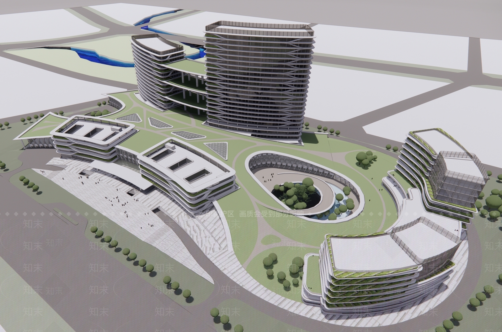 现代综合医院建筑SU模型下载【ID:1138631527】