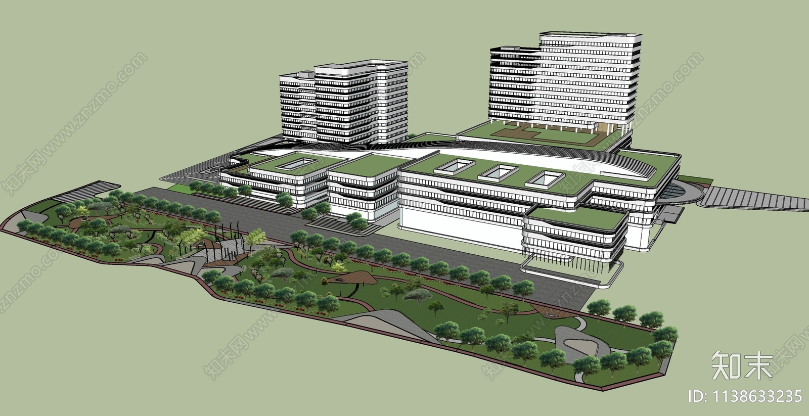 现代综合医院SU模型下载【ID:1138633235】
