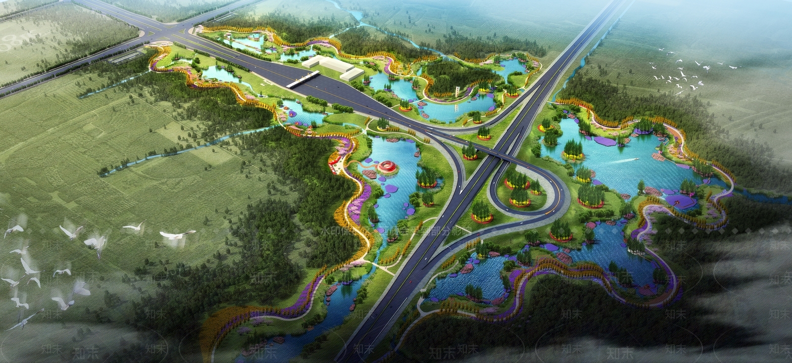 现代道路鸟瞰规划3D模型下载【ID:1138633830】