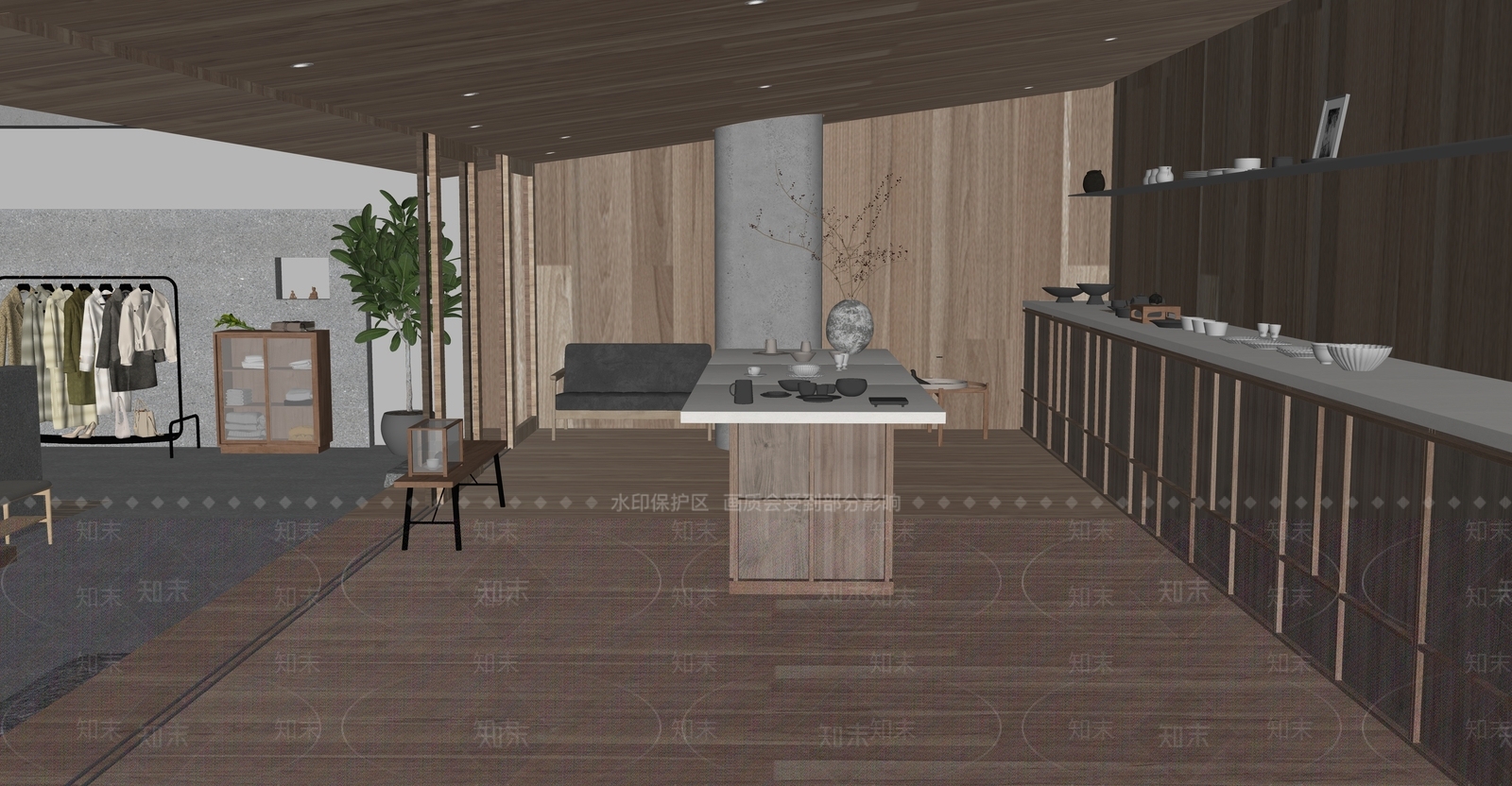 侘寂服装箱包店SU模型下载【ID:1138639073】