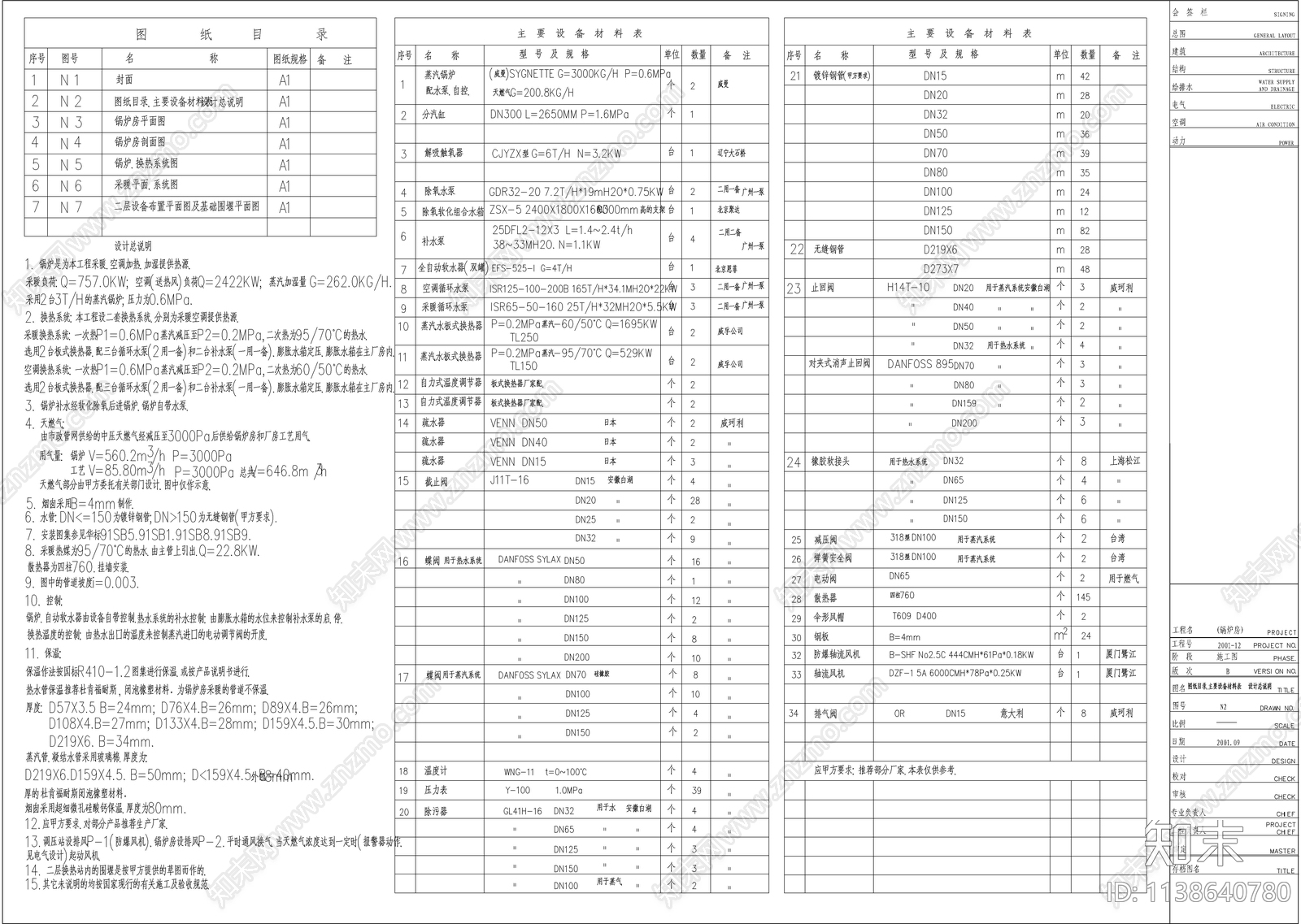 锅炉房全套cad施工图下载【ID:1138640780】