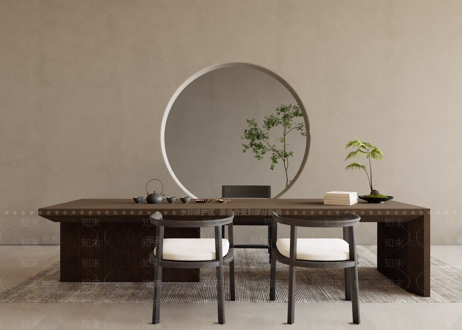 新中式茶桌椅组合3D模型下载【ID:1138644498】