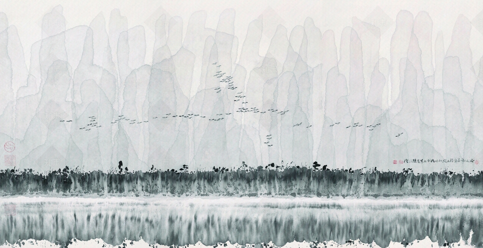 水彩风景纹理壁纸贴图下载【ID:1138644741】