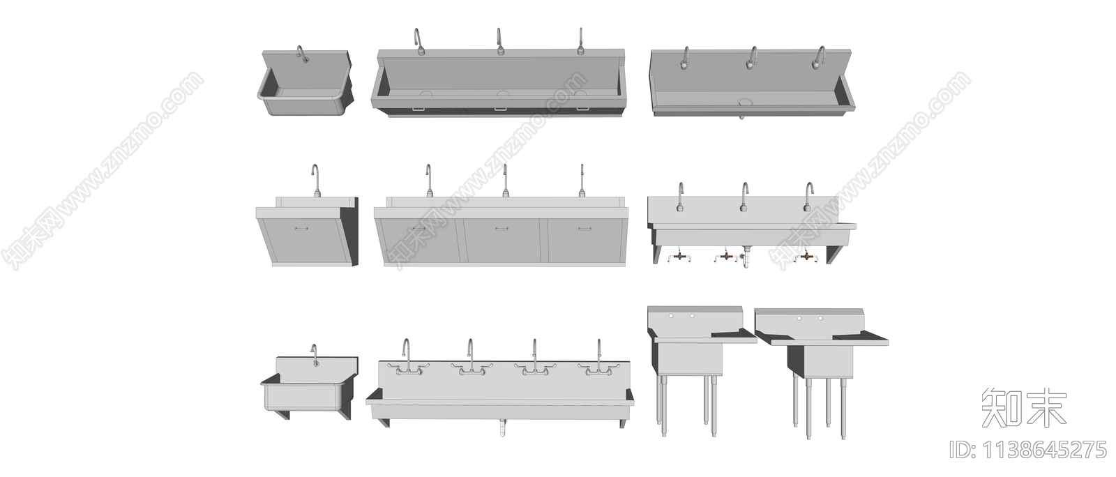 现代不锈钢水槽SU模型下载【ID:1138645275】