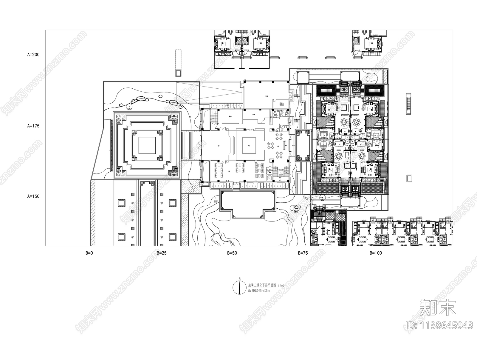 新中式示范区植物绿化景观平面图cad施工图下载【ID:1138645943】