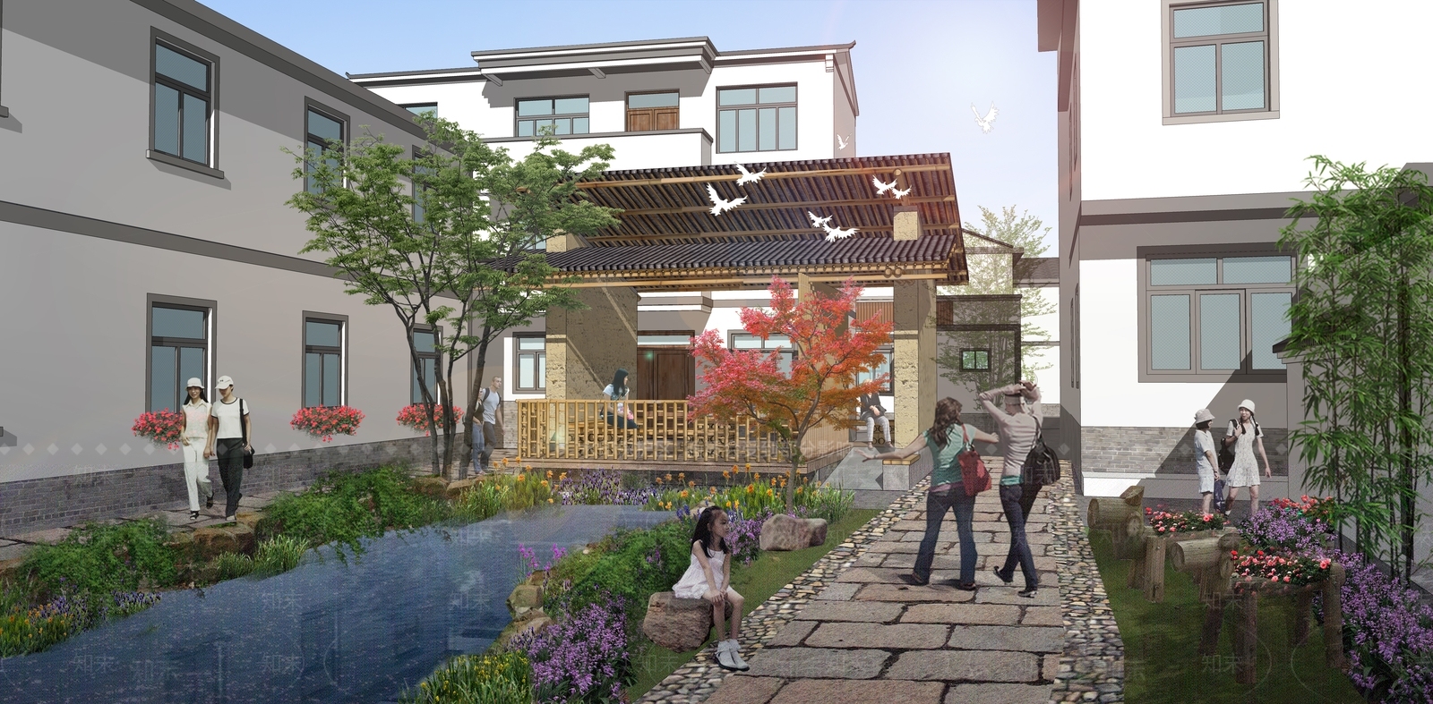 新中式美丽乡村SU模型下载【ID:1138646964】