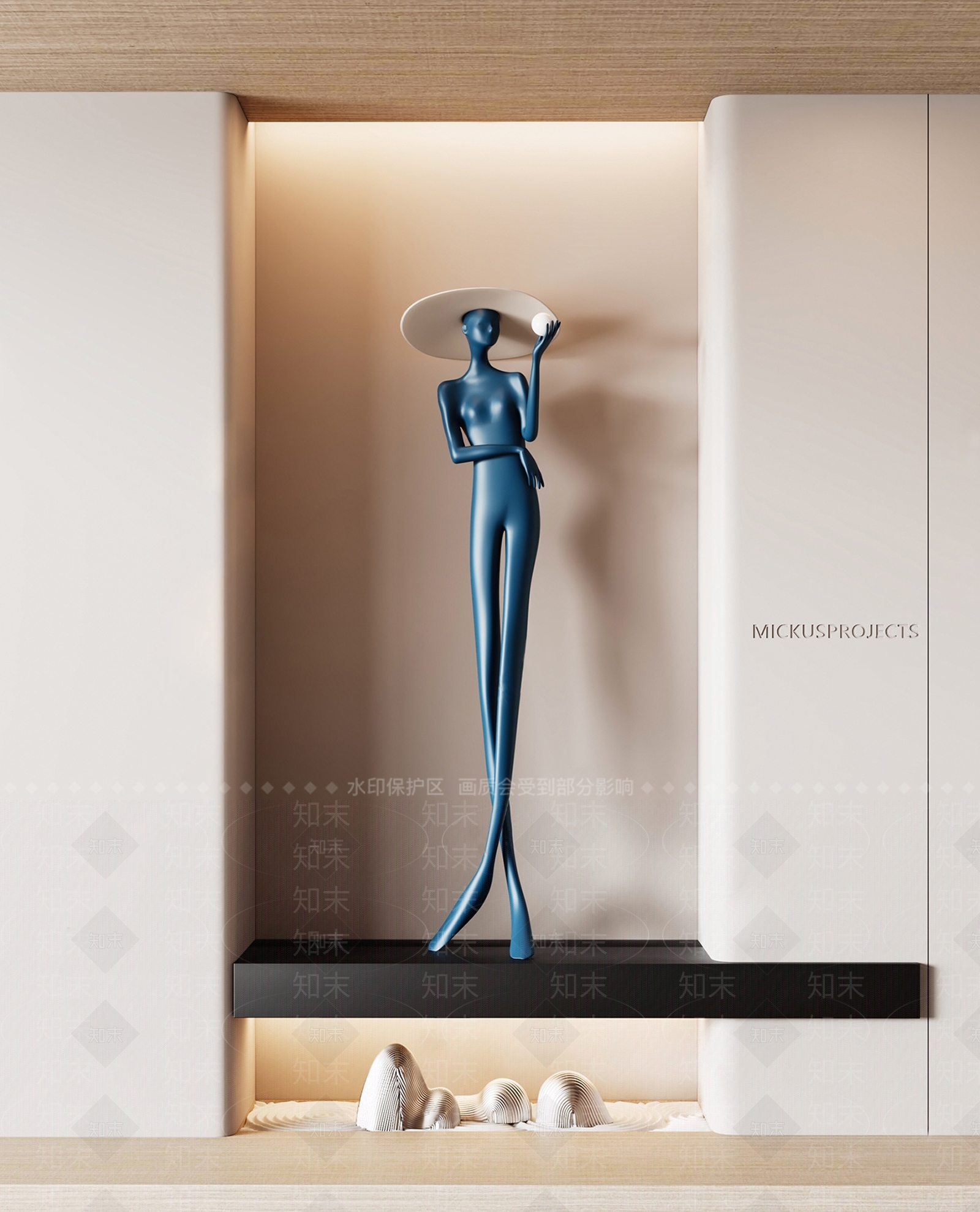 现代人物雕塑装置SU模型下载【ID:1138650774】