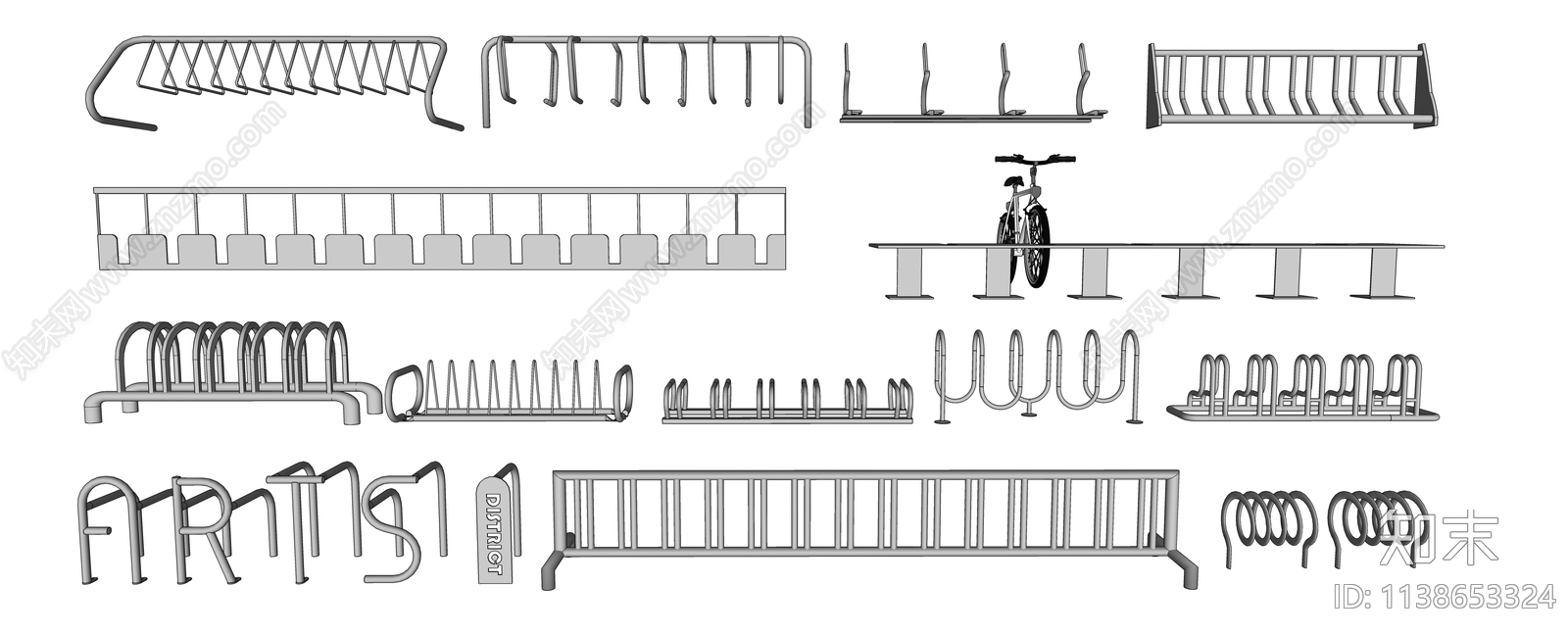 非机动车停车架SU模型下载【ID:1138653324】