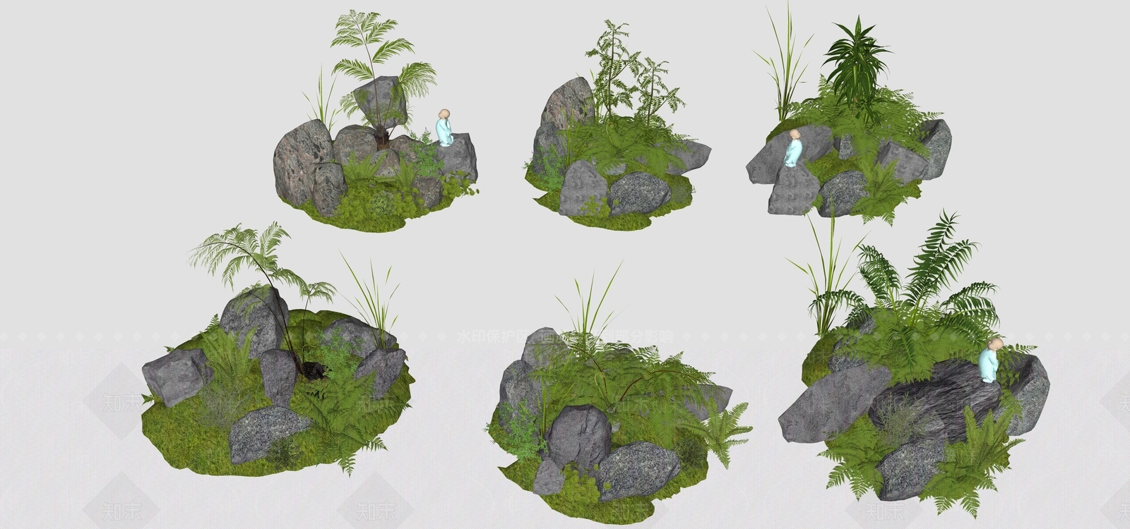 现代景观石头SU模型下载【ID:1138656634】