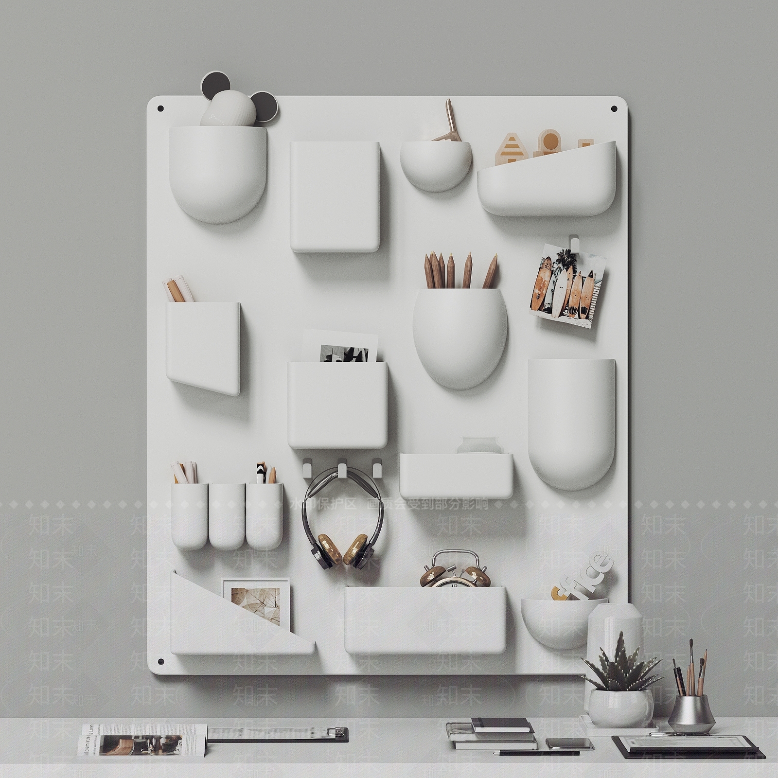 现代墙面收纳架3D模型下载【ID:1138659070】